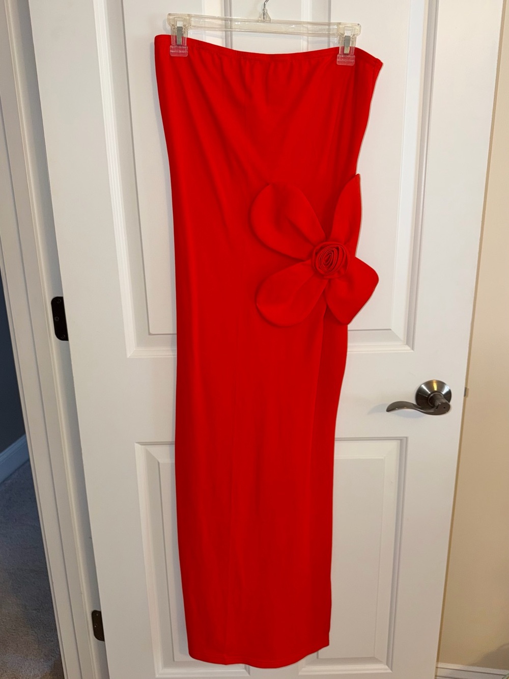 NWT Red Strapless 3D Flower Maxi Dress Size S